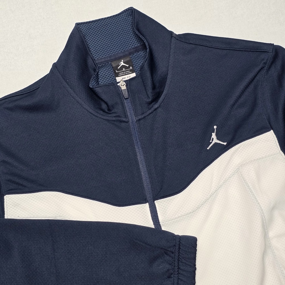 Air Jordan Dri Fit Track Jacket Men L Blue White Block Full Zip Long Sleeve NWOT
